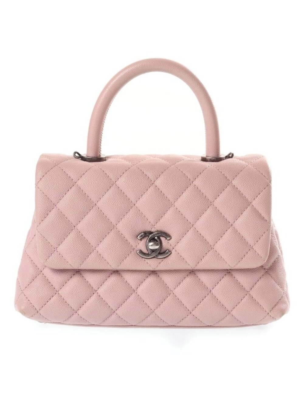 Chanel Quilted Coco Handle Chain Shoulder Bag Pink Caviar Leather 23